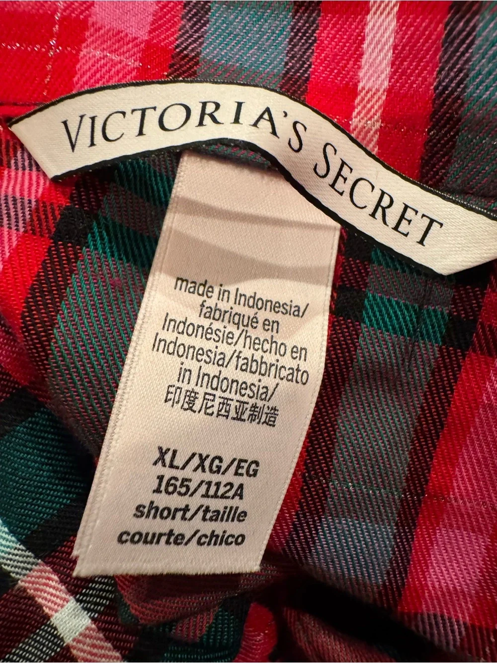 Victoria’s Secret tartan Red Green Plaid Pajama Set Holiday Sleepwear Sz XL